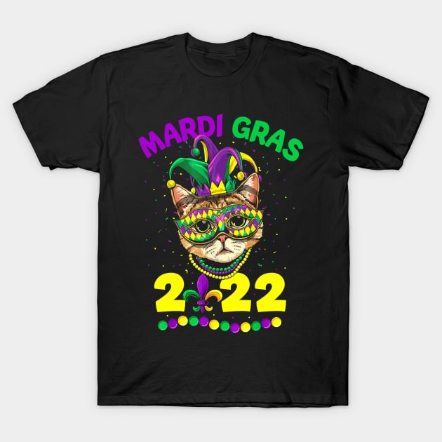 Cute Cat Wearing Carnival Mask Mardi Gras Cat Lover Gifts T-Shirt by webster